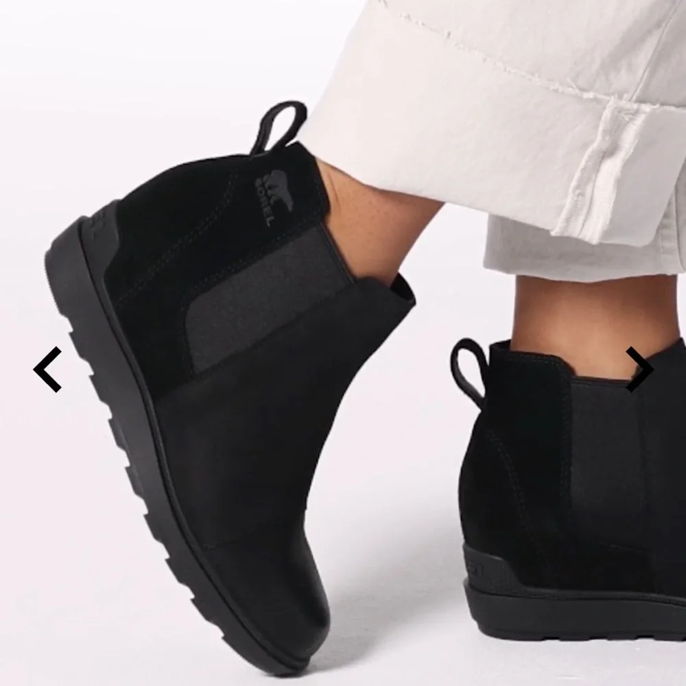 Sorel Evie 2 Chelsea Black Wedge Ankle Boots